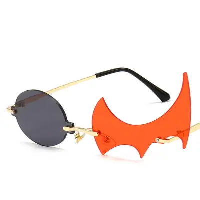 Unique Irregular Shape Two-tone Rimless Sunglasses