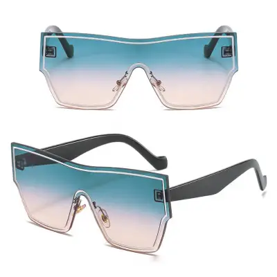Fashion Rimless One-piece Design Sunglasses Square Frame
