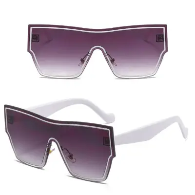 Fashion Rimless One-piece Design Sunglasses Square Frame