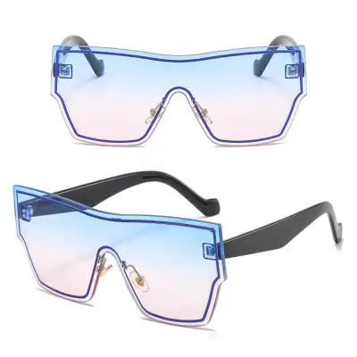 Fashion Rimless One-piece Design Sunglasses Square Frame
