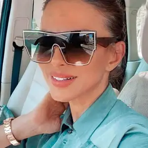 Fashion Rimless One-piece Design Sunglasses Square Frame