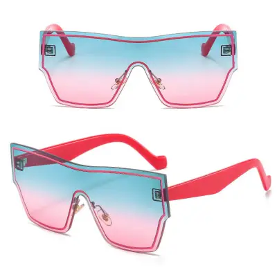 Fashion Rimless One-piece Design Sunglasses Square Frame