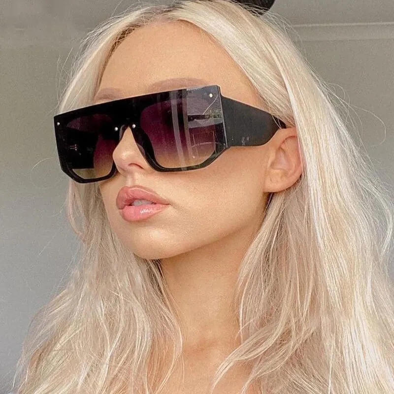 Fashion Big Frame One-piece Design Square Sunglasses for Women