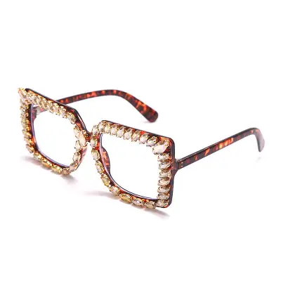 Fashion Rhinestone Decoration Square Frame Sunglasses