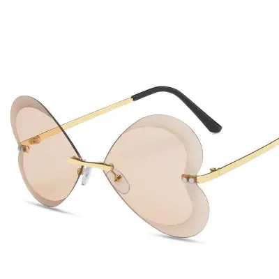 Unique Butterfly Shape Rimless Design Sunglasses