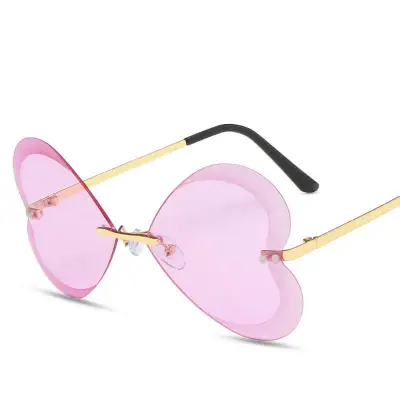 Unique Butterfly Shape Rimless Design Sunglasses