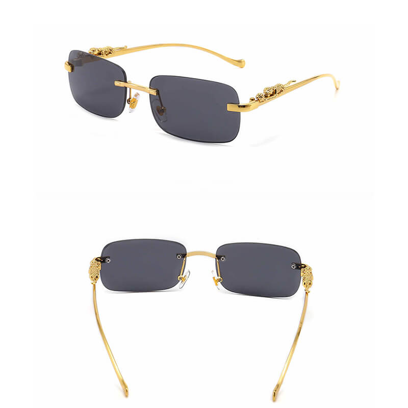 Wholesale Retro Square Rimless Design Leopard Decoration