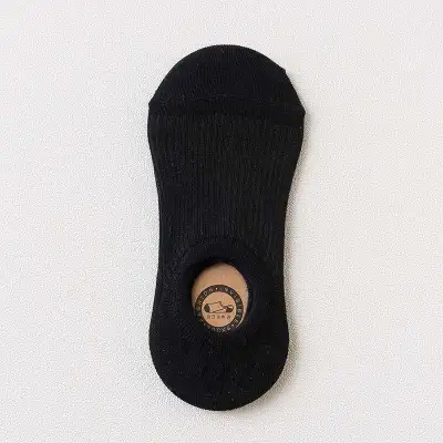 Women Solid Color Stripe Pattern Shallow Socks Cotton Leisure