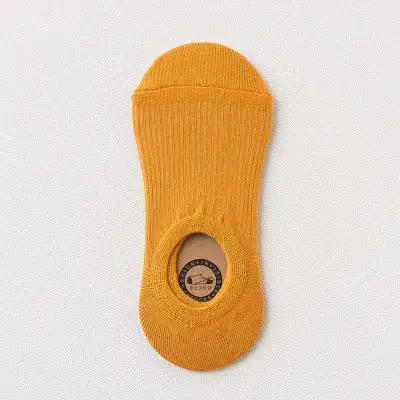 Women Solid Color Stripe Pattern Shallow Socks Cotton Leisure
