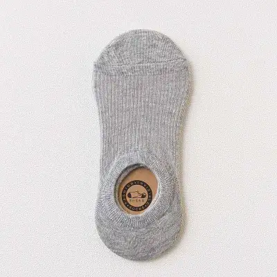 Women Solid Color Stripe Pattern Shallow Socks Cotton Leisure
