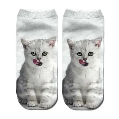 Women Animal Cat Print Ankle Socks Unisex Cotton Cartoon Pattern