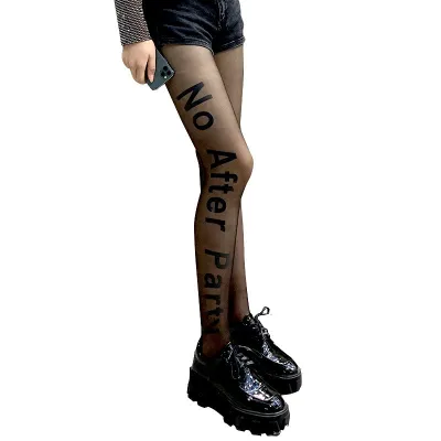 Women Letter Printed Anti-Snag Velvet Pantyhose