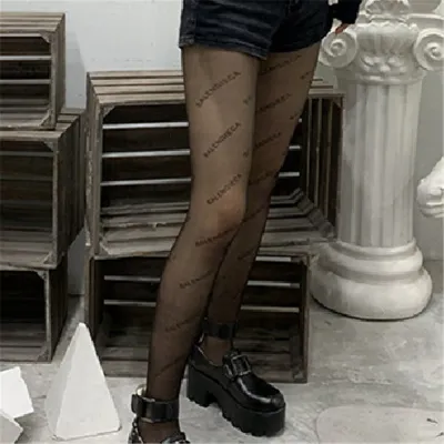 Women Letter Printed Anti-Snag Velvet Pantyhose