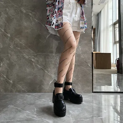 Women Letter Printed Anti-Snag Velvet Pantyhose