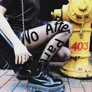 Women Letter Printed Anti-Snag Velvet Pantyhose