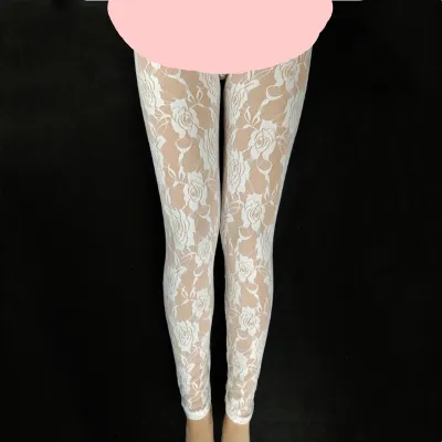 Women Sexy See-through Rose Crochet Lace Pantyhose