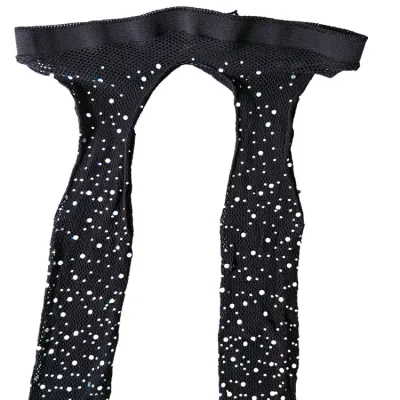 Women Sexy Rhinestone Shiny Fishnet Mesh Pantyhose