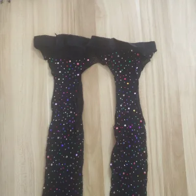 Women Sexy Rhinestone Shiny Fishnet Mesh Pantyhose
