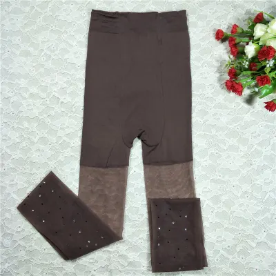 Women Sexy See-through Rhinestone Decor Mesh Pantyhose