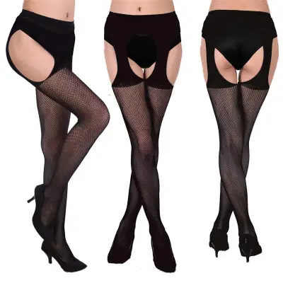 Women Sexy Solid Color Cut-out Pantyhose