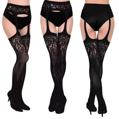 Women Sexy Solid Color Cut-out Pantyhose