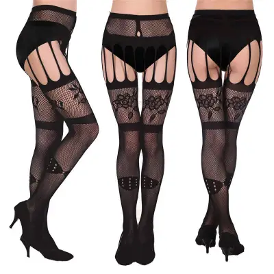 Women Sexy Solid Color Cut-out Pantyhose