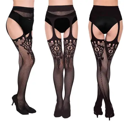 Women Sexy Solid Color Cut-out Pantyhose