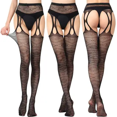 Women Sexy Solid Color Cut-out Pantyhose