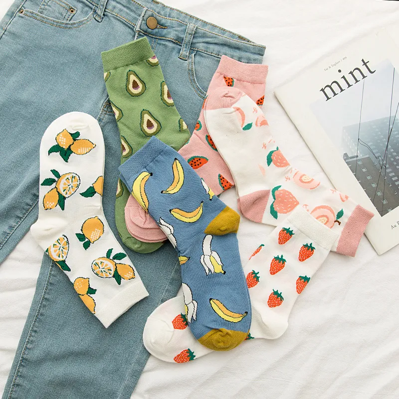 Fashion Fruits Pattern Cotton Socks