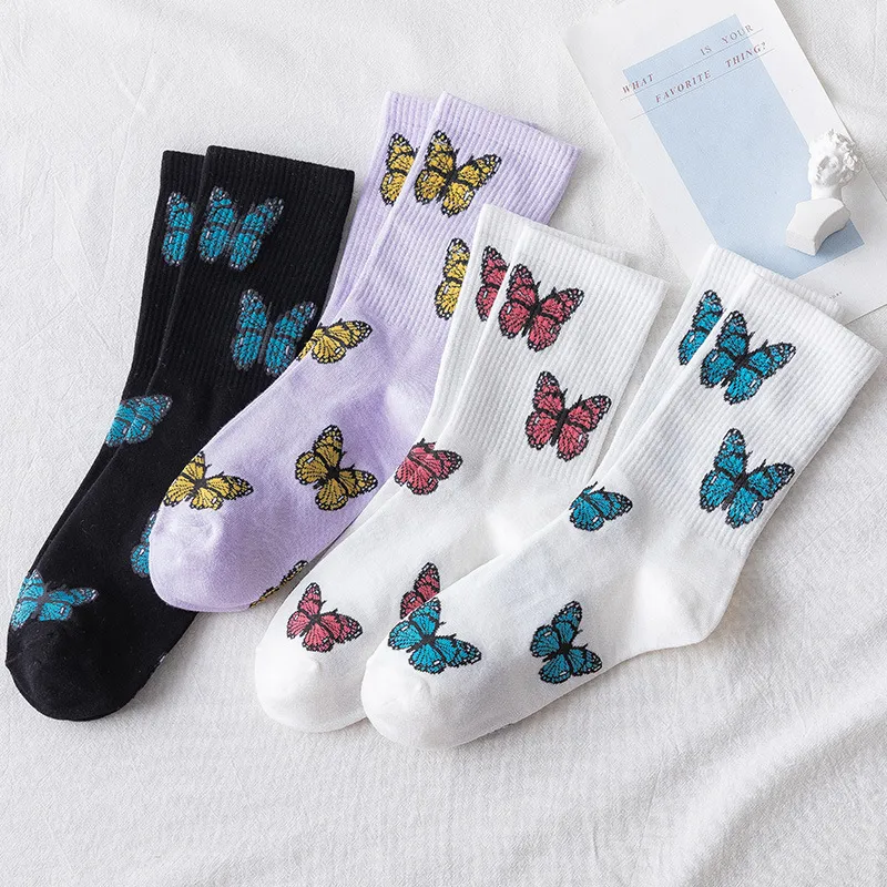 Fashion Butterfly Pattern Cotton Socks