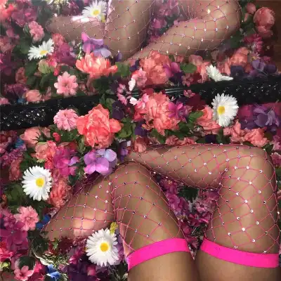 Women Sexy Mesh Hollow Out Rhinestone Stockings