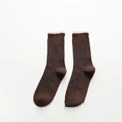 Women Simple Stringy Selvedge Solid Color Cotton Socks