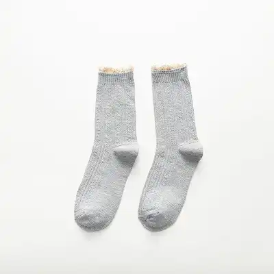 Women Simple Stringy Selvedge Solid Color Cotton Socks