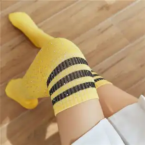 Women Fashion Color Blocking Over The Knee Stripe Socks