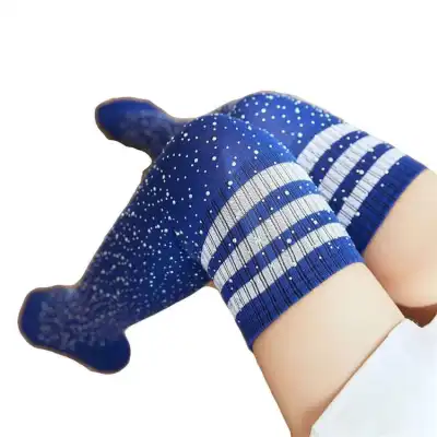 Women Fashion Color Blocking Over The Knee Stripe Socks