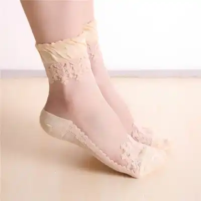 Women Fashion Lace See-through Socks