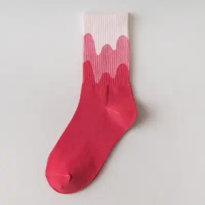 Cute Color Matching Breathable Cotton Mid-calf Socks