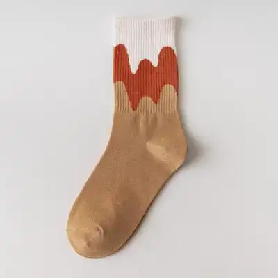 Cute Color Matching Breathable Cotton Mid-calf Socks