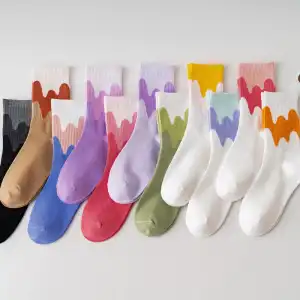 Cute Color Matching Breathable Cotton Mid-calf Socks