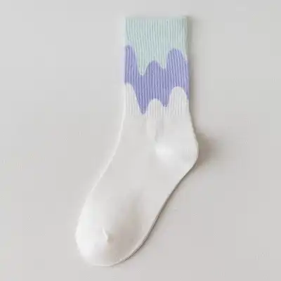 Cute Color Matching Breathable Cotton Mid-calf Socks