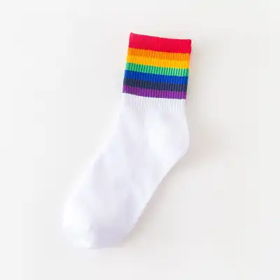 Women's Fashion Color Striped Breathable Cotton Knee High Socks