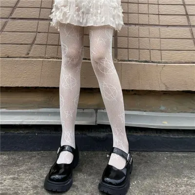 Women Fashion Five-pointed Star Jacquard Sheer Panty-hose