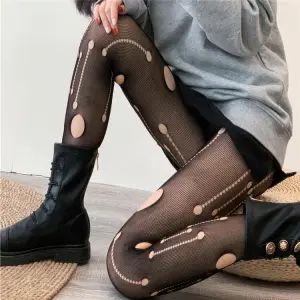Women Fashion Hollow Ripped Jacquard Thin Panty-hose