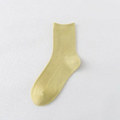 5 Pairs Solid Color Breathable Cotton Mid-Calf Socks for Women