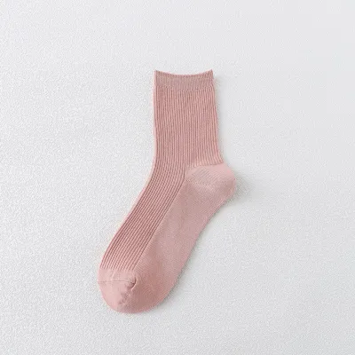 5 Pairs Solid Color Breathable Cotton Mid-Calf Socks for Women