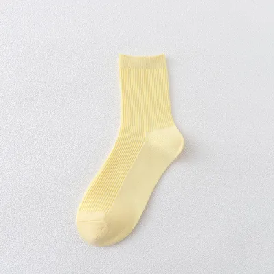 5 Pairs Solid Color Breathable Cotton Mid-Calf Socks for Women