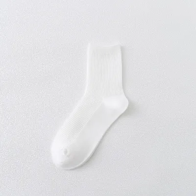 5 Pairs Solid Color Breathable Cotton Mid-Calf Socks for Women