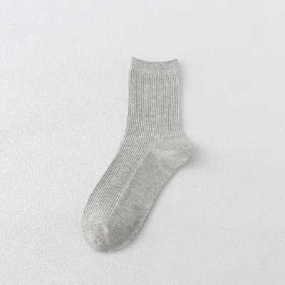 5 Pairs Solid Color Breathable Cotton Mid-Calf Socks for Women