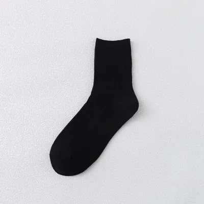 5 Pairs Solid Color Breathable Cotton Mid-Calf Socks for Women