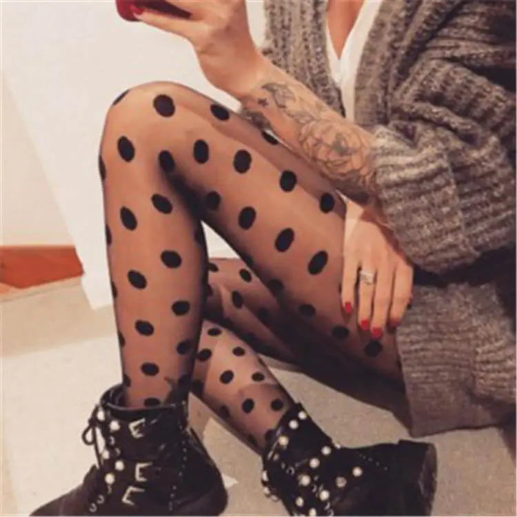 Wholesale Women Casual Dot Pattern Sheer Tights Pantyhose